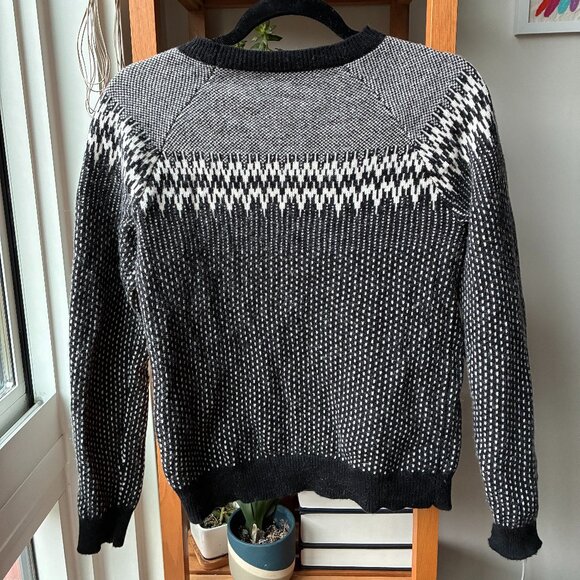 J. Crew Black and White Wool-Blend Fair Isle Sweater - Size S - Picture 5 of 5